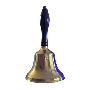 Solid Brass School Bell w/ Wooden Handle 8.5”